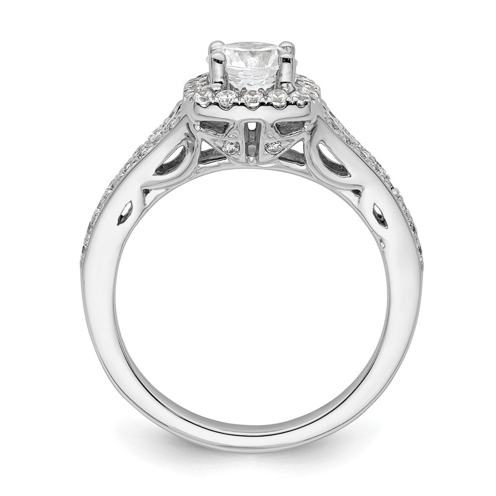 14kw Round Simulated Diamond Cushion Halo Engagement Ring