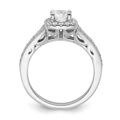 14kw Round Simulated Diamond Cushion Halo Engagement Ring