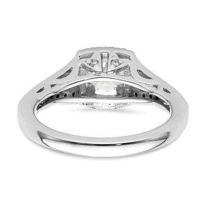 14kw Round Simulated Diamond Cushion Halo Engagement Ring