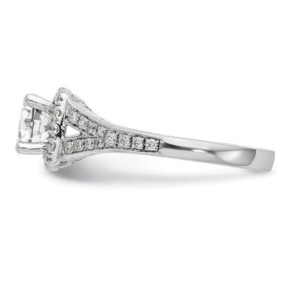 14kw Round Simulated Diamond Cushion Halo Engagement Ring