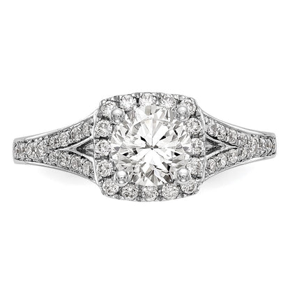 14k White Gold 3/8 Ct. Lab Grown Diamond VS/SI+ G+ 1 Ct. Center Round Semi Mount Halo Engagement Ring