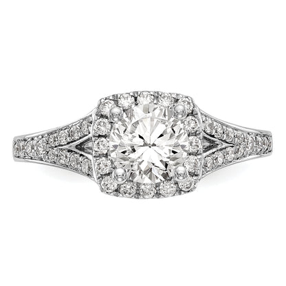 14k White Gold 3/8 Ct. Lab Grown Diamond VS/SI+ G+ 1 Ct. Center Round Halo Engagement Ring