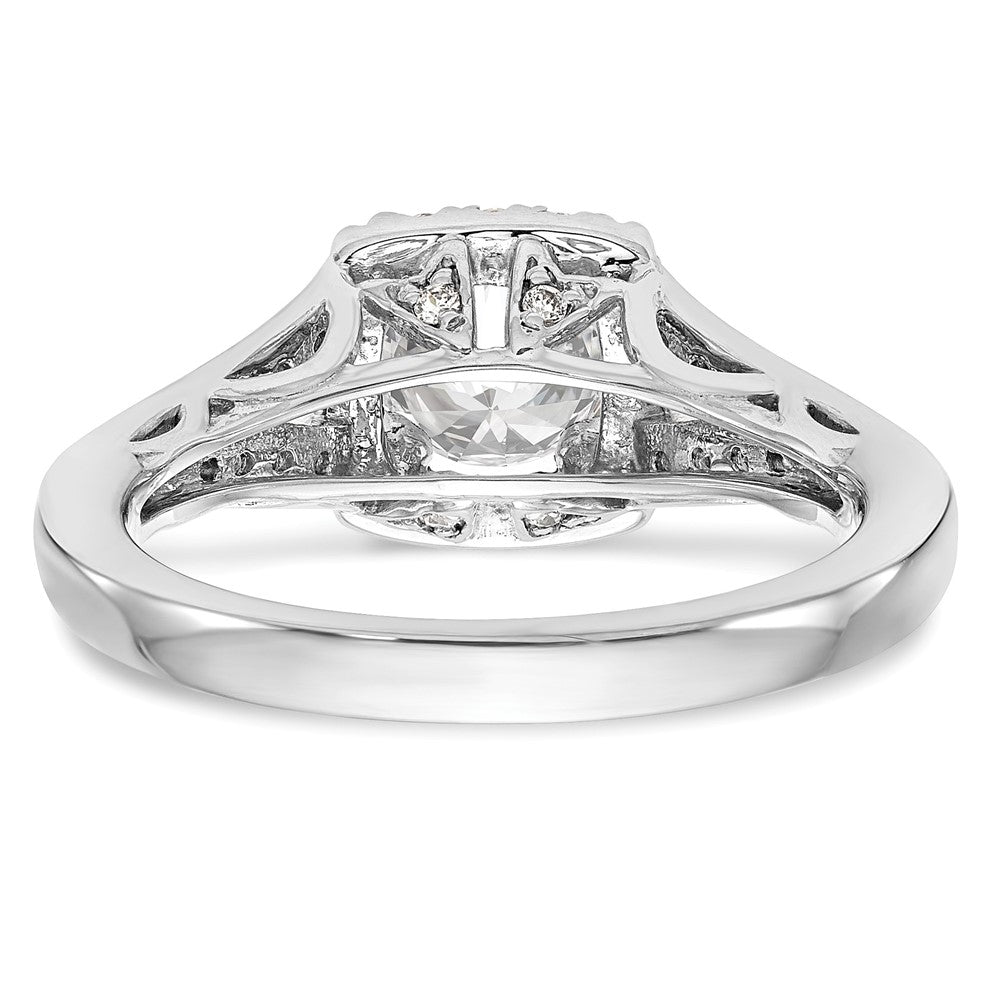 14kw Round Simulated Diamond Cushion Halo Engagement Ring