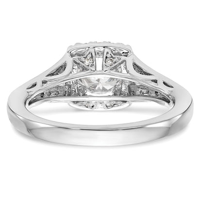 14kw Round Simulated Diamond Cushion Halo Engagement Ring