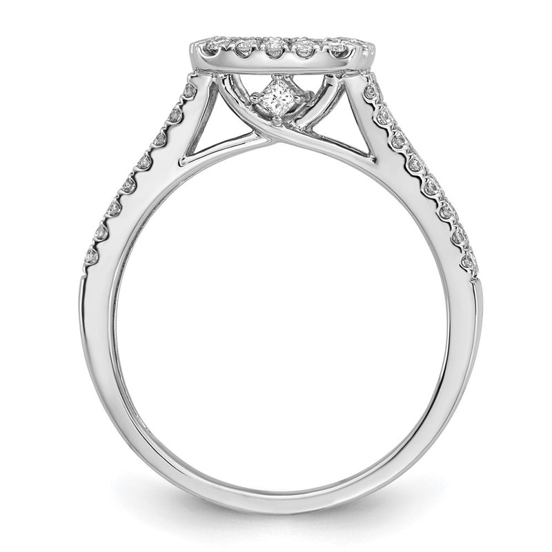 14kw Peg Set Simulated Diamond Cushion Halo Engagement Ring