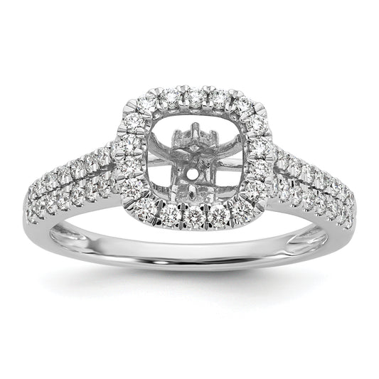 14kw Peg Set Simulated Diamond Cushion Halo Engagement Ring