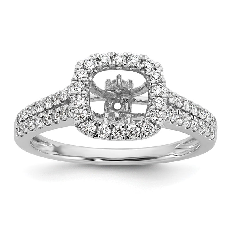14kw Peg Set Simulated Diamond Cushion Halo Engagement Ring
