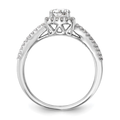 14K White Gold Simulated Diamond Cushion Halo Engagement Ring