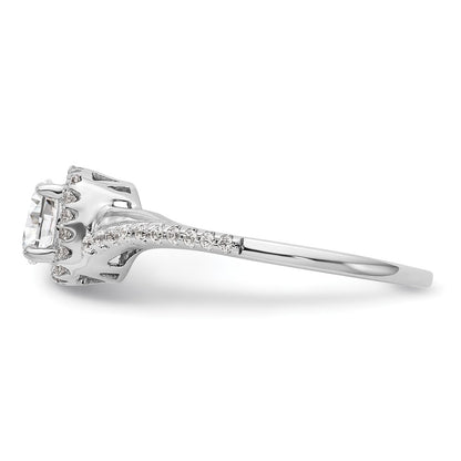 14K White Gold Simulated Diamond Cushion Halo Engagement Ring
