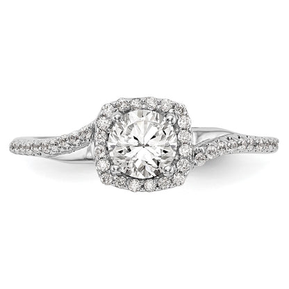 14K White Gold Simulated Diamond Cushion Halo Engagement Ring