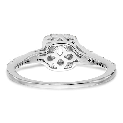 14K White Gold Lab Grown VS/SI+ G+ Diamond Cushion Halo Engagement Ring