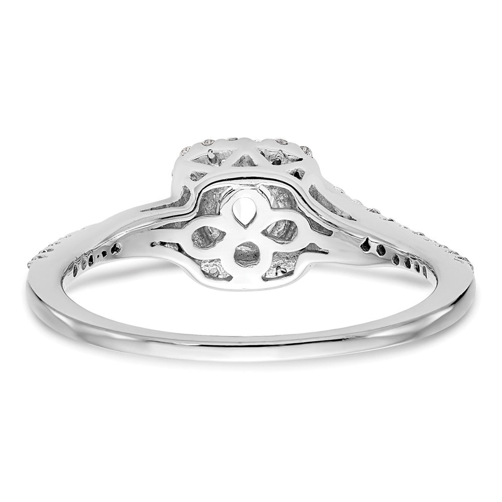 14K White Gold Simulated Diamond Cushion Halo Engagement Ring