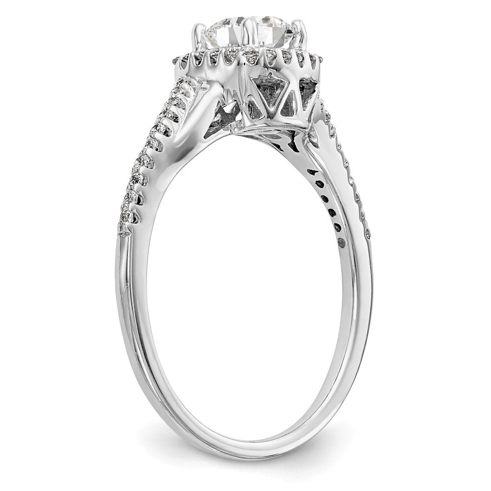14K White Gold Simulated Diamond Cushion Halo Engagement Ring