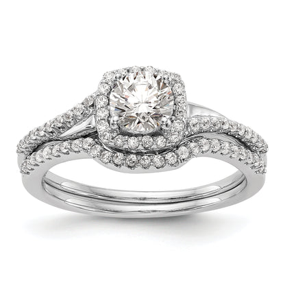 14K White Gold Lab Grown VS/SI+ G+ Diamond Cushion Halo Engagement Ring