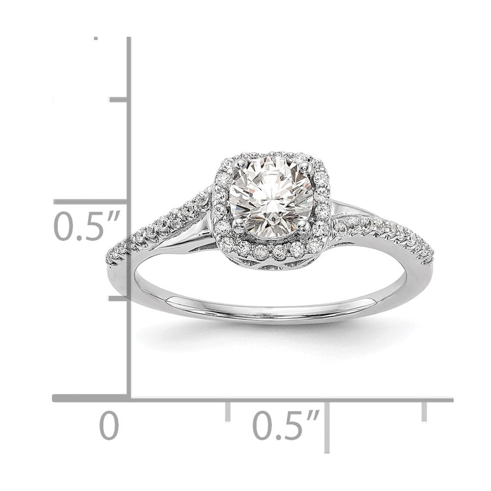 14K White Gold Simulated Diamond Cushion Halo Engagement Ring