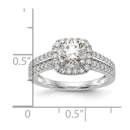 14K White Gold Simulated Diamond Cushion Halo Engagement Ring