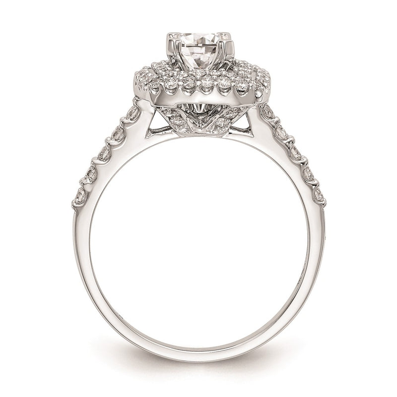 14K White Gold Simulated Diamond Double Cushion HaloEngagement Ring