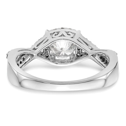 14K White Gold Simulated Diamond Halo Engagement Ring