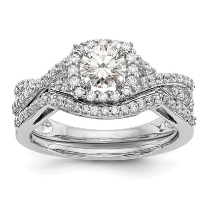 14k White Gold 3/4 Ct. Lab Grown Diamond VS/SI+ G+ Round Double Halo Engagement Ring