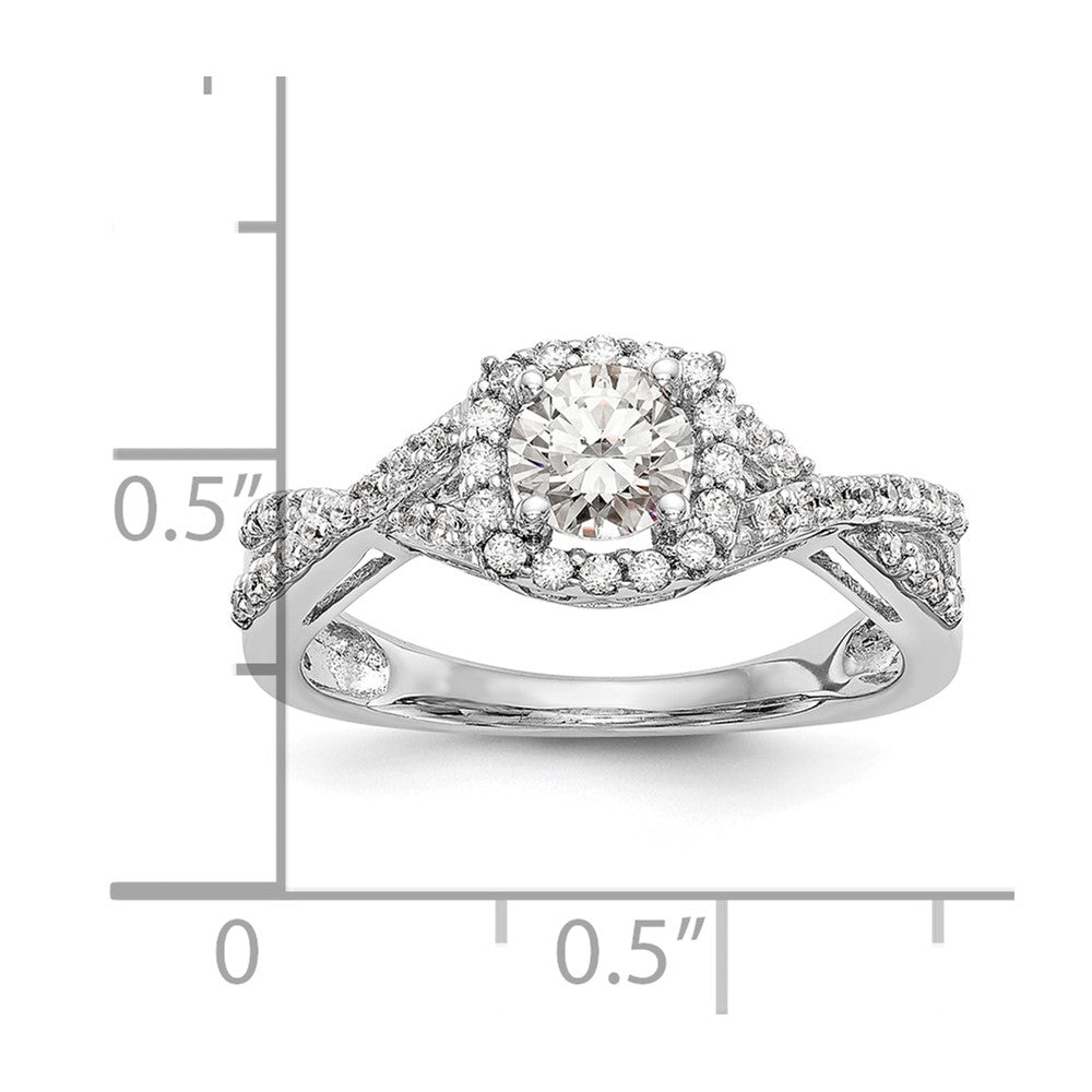 14K White Gold Simulated Diamond Halo Engagement Ring