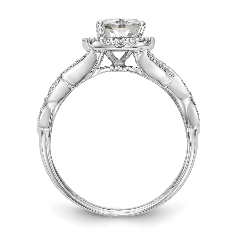 14K White Gold Simulated Diamond Halo Engagement Ring