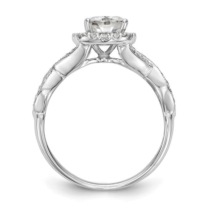 14K White Gold Simulated Diamond Halo Engagement Ring