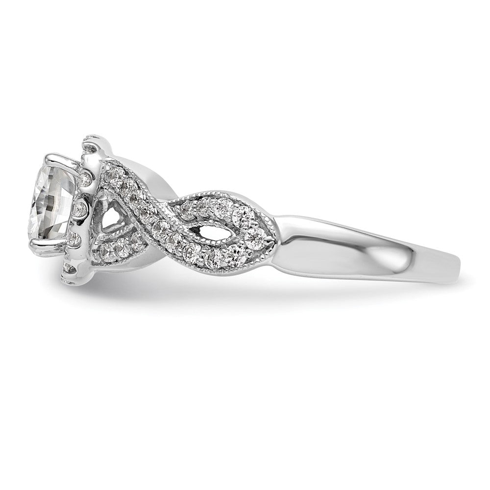 14K White Gold Simulated Diamond Halo Engagement Ring
