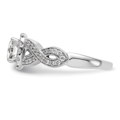 14K White Gold Simulated Diamond Halo Engagement Ring