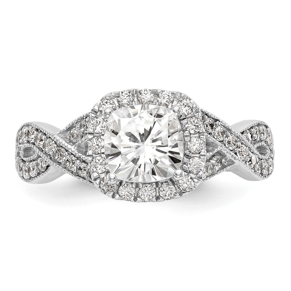 14K White Gold Simulated Diamond Halo Engagement Ring