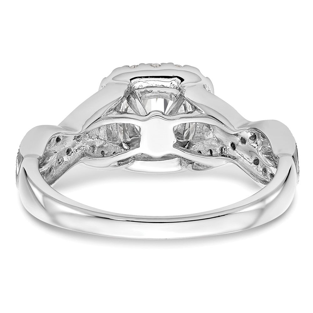 14K White Gold Simulated Diamond Halo Engagement Ring