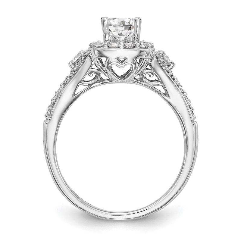 14K White Gold Simulated Diamond Cushion Halo Engagement Ring