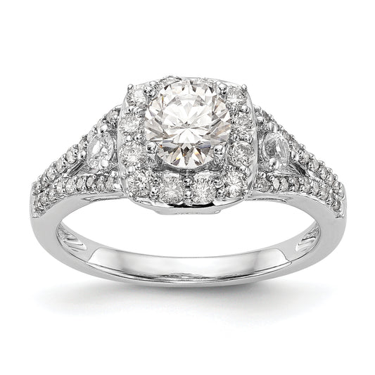 14K White Gold Simulated Diamond Cushion Halo Engagement Ring