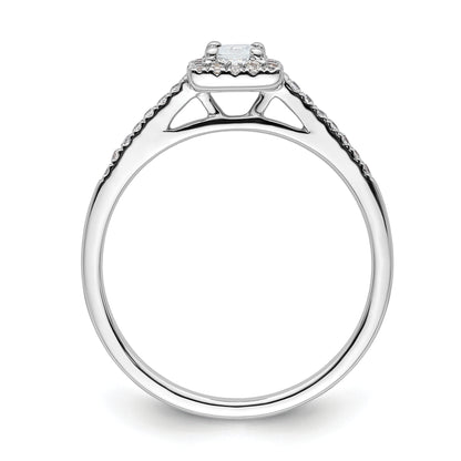 14K White Gold Halo Plus (Holds 1/4 Carat (3.00mm) Princess Center) 1/6 Diamond Semi Mount Engagement Ring