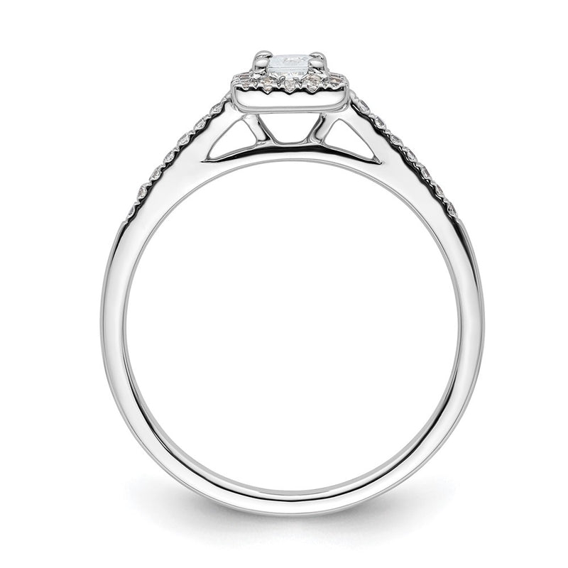 14K White Gold Halo Plus (Holds 1/4 Carat (3.00mm) Princess Center) 1/6 Diamond Semi Mount Engagement Ring