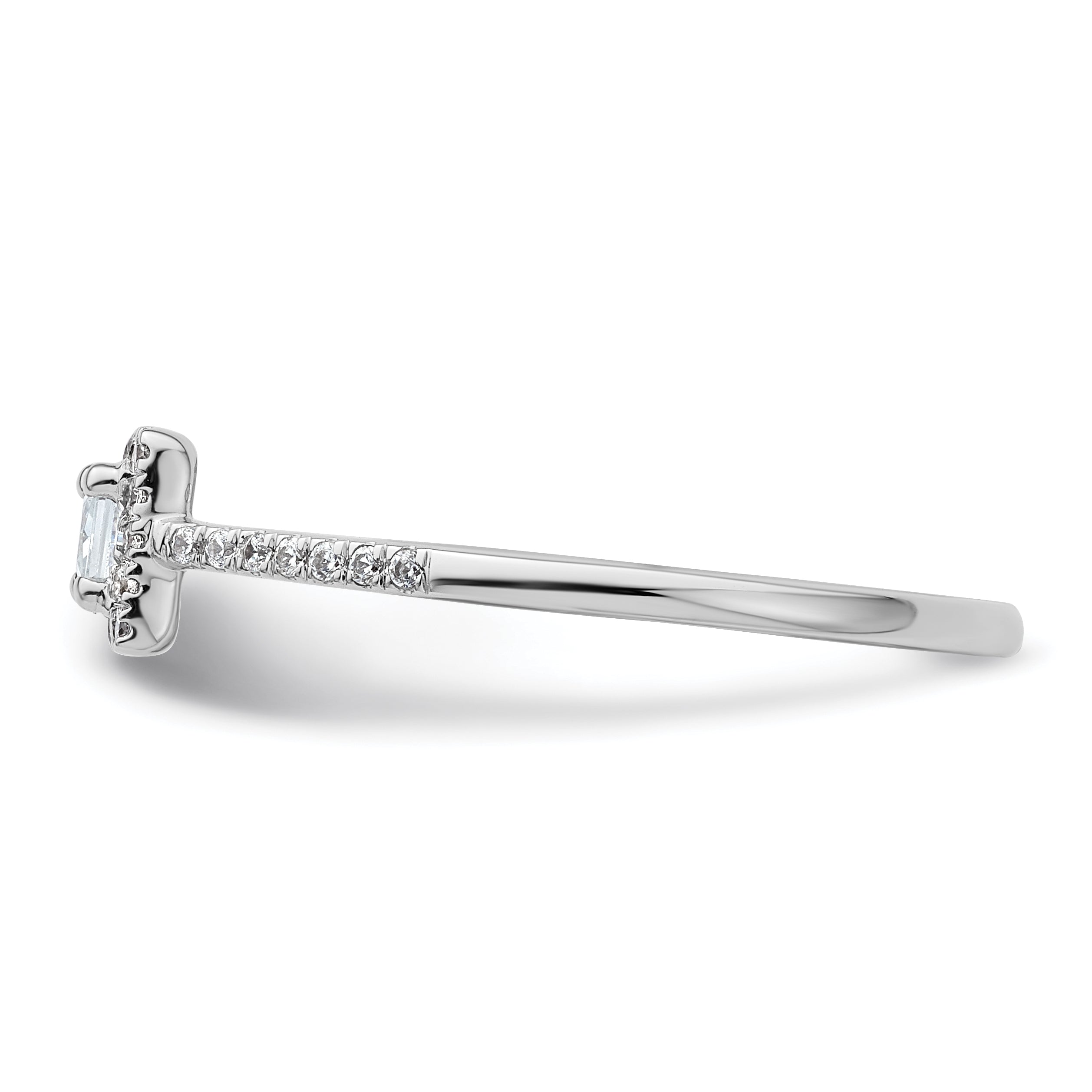 14K White Gold Halo Plus (Holds 1/4 Carat (3.00mm) Princess Center) 1/6 Diamond Semi Mount Engagement Ring