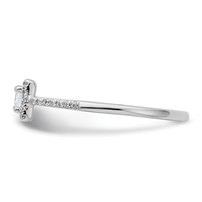 14K White Gold Halo Plus (Holds 1/4 Carat (3.00mm) Princess Center) 1/6 Diamond Semi Mount Engagement Ring