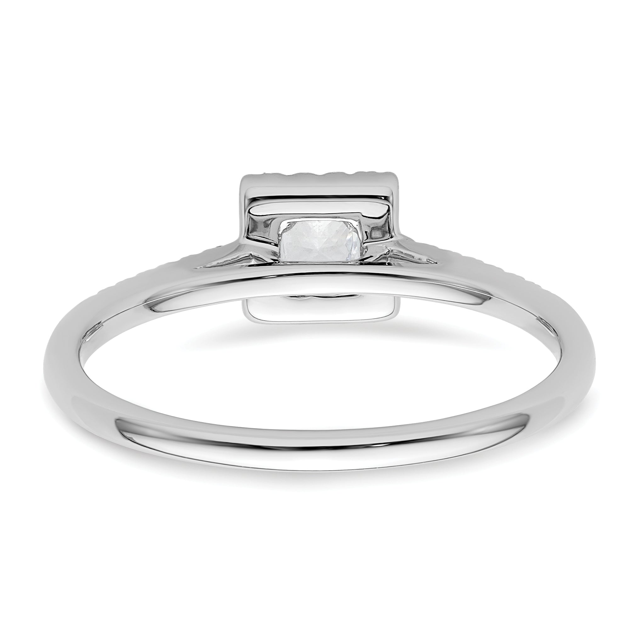 14K White Gold Halo Plus (Holds 1/4 Carat (3.00mm) Princess Center) 1/6 Diamond Semi Mount Engagement Ring