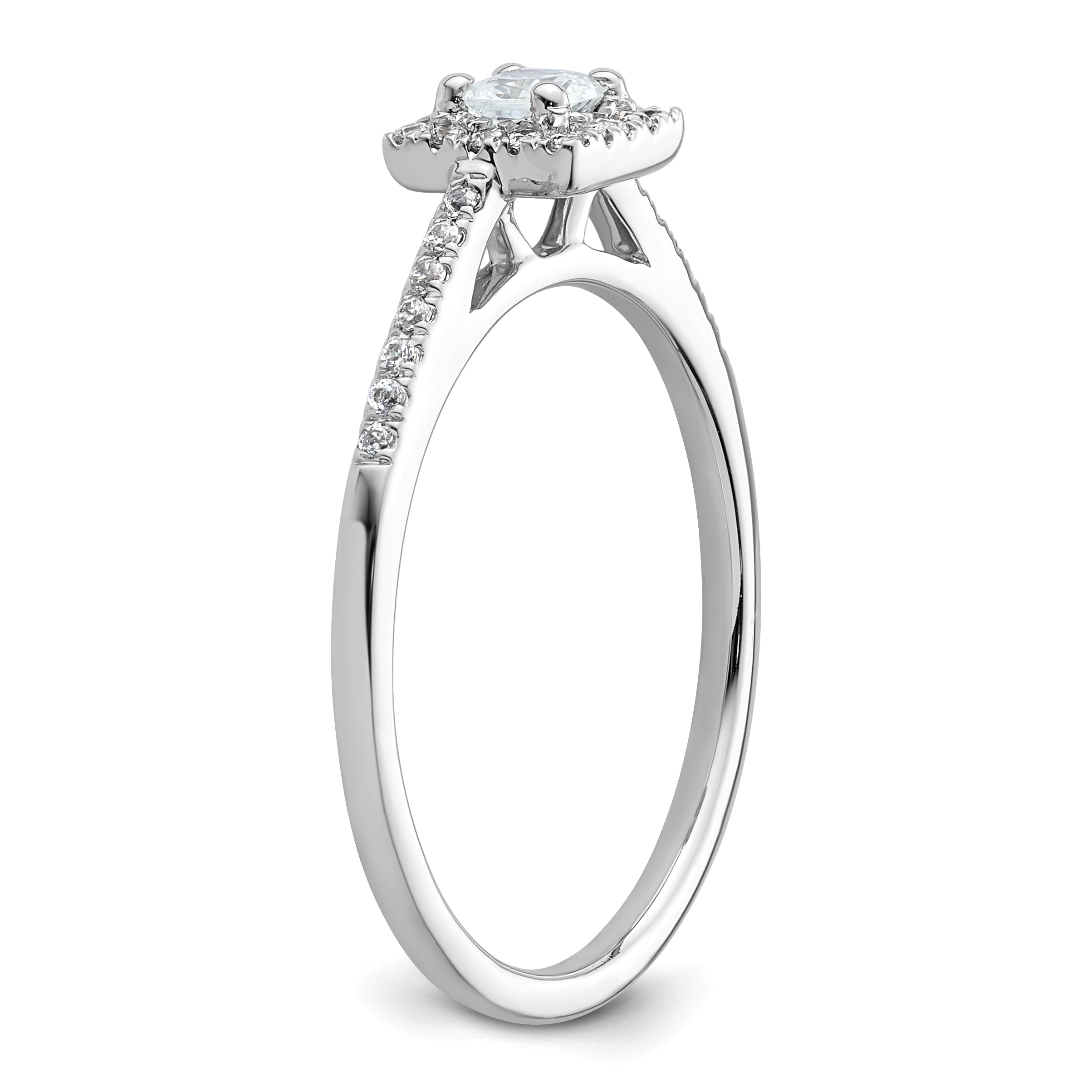 14K White Gold Halo Plus (Holds 1/4 Carat (3.00mm) Princess Center) 1/6 Diamond Semi Mount Engagement Ring