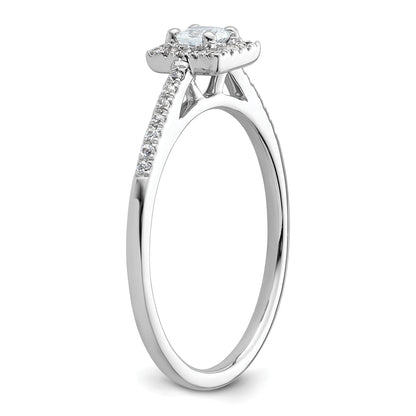 14K White Gold Halo Plus (Holds 1/4 Carat (3.00mm) Princess Center) 1/6 Diamond Semi Mount Engagement Ring