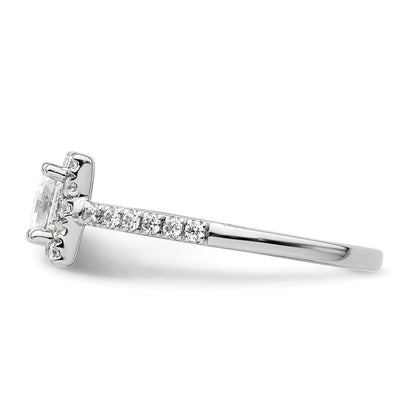 14K White Gold Halo Plus (Holds 3/4 carat (5.00mm) Princess Center) 3/8 carat Diamond Semi-Mount Engagement Ring