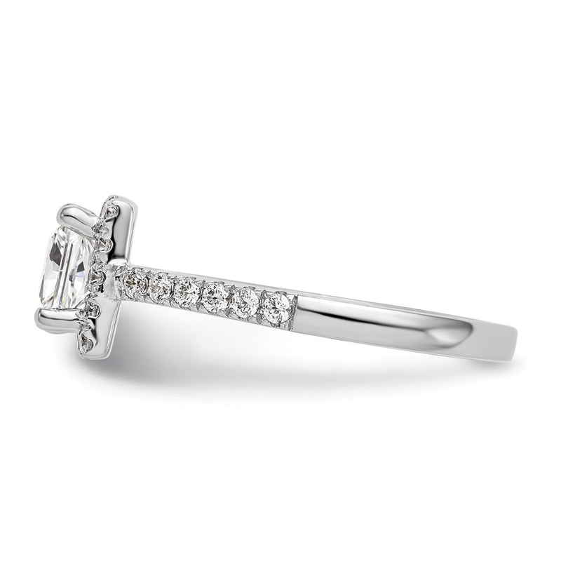 14K White Gold Halo Plus (Holds 1 carat (5.5mm) Princess Center) 1/2 carat Diamond Semi-Mount Engagement Ring