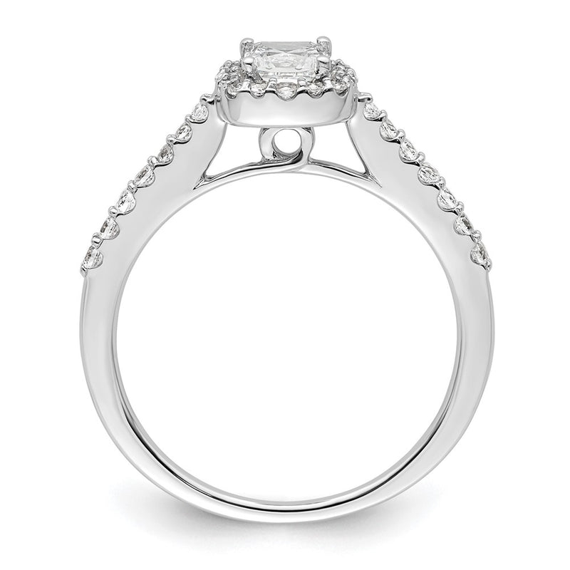 14K White Gold Halo Plus (Holds 1/2 Carat (4.3mm) Princess Center) 1/3 Diamond Semi Mount Engagement Ring