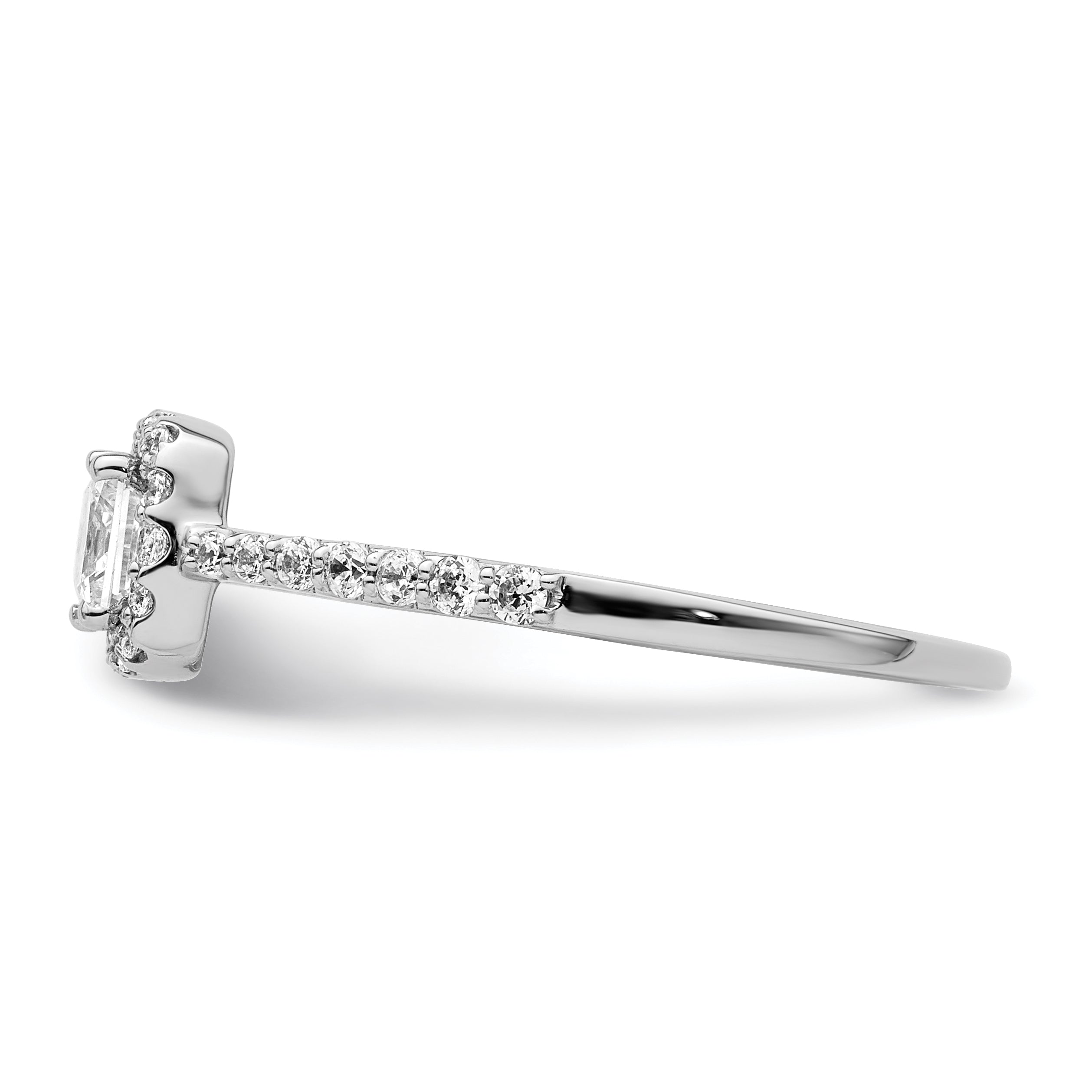 14K White Gold Halo Plus (Holds 1/2 Carat (4.3mm) Princess Center) 1/3 Diamond Semi Mount Engagement Ring