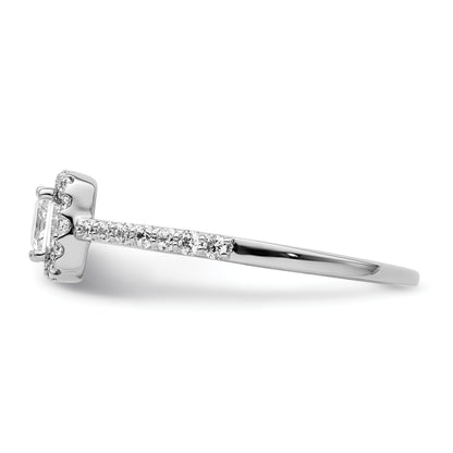 14K White Gold Halo Plus (Holds 1/2 Carat (4.3mm) Princess Center) 1/3 Diamond Semi Mount Engagement Ring