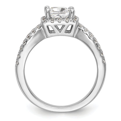 14K White Gold True Origin 3/4 Carat Lab Grown Diamond Vs/Si D E F Semi Mount Princess Halo Engagement Ring