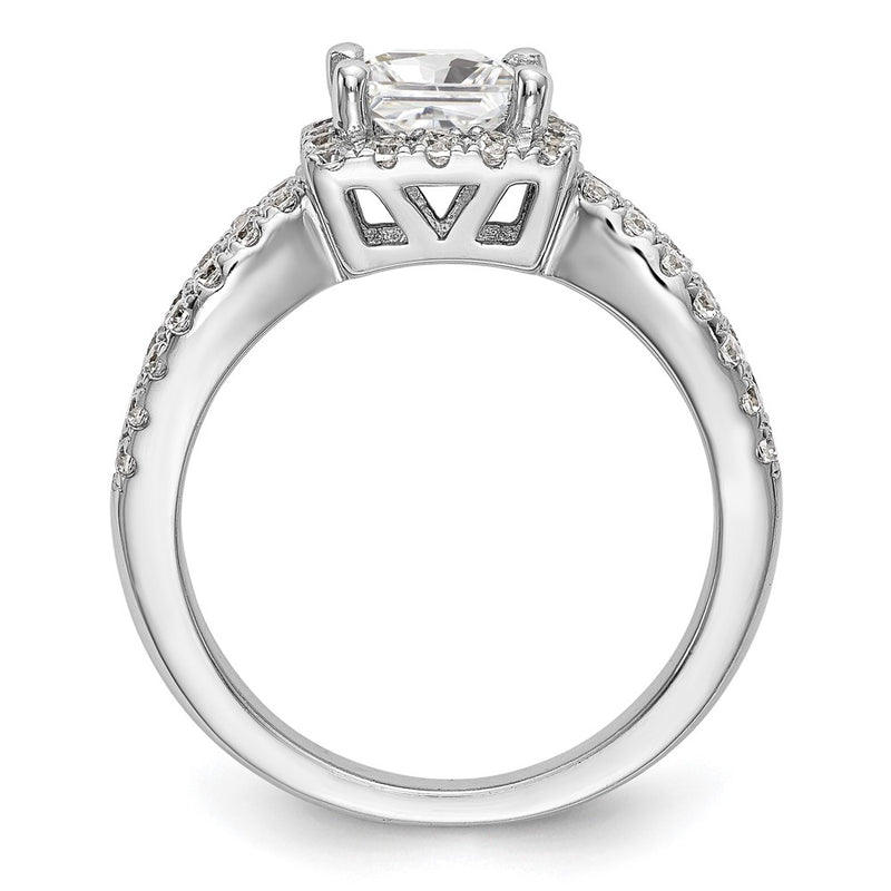 14K White Gold True Origin 3/4 Carat Lab Grown Diamond Vs/Si D E F Semi Mount Princess Halo Engagement Ring