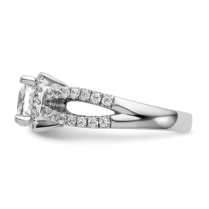 14K White Gold True Origin 3/4 Carat Lab Grown Diamond Vs/Si D E F Semi Mount Princess Halo Engagement Ring