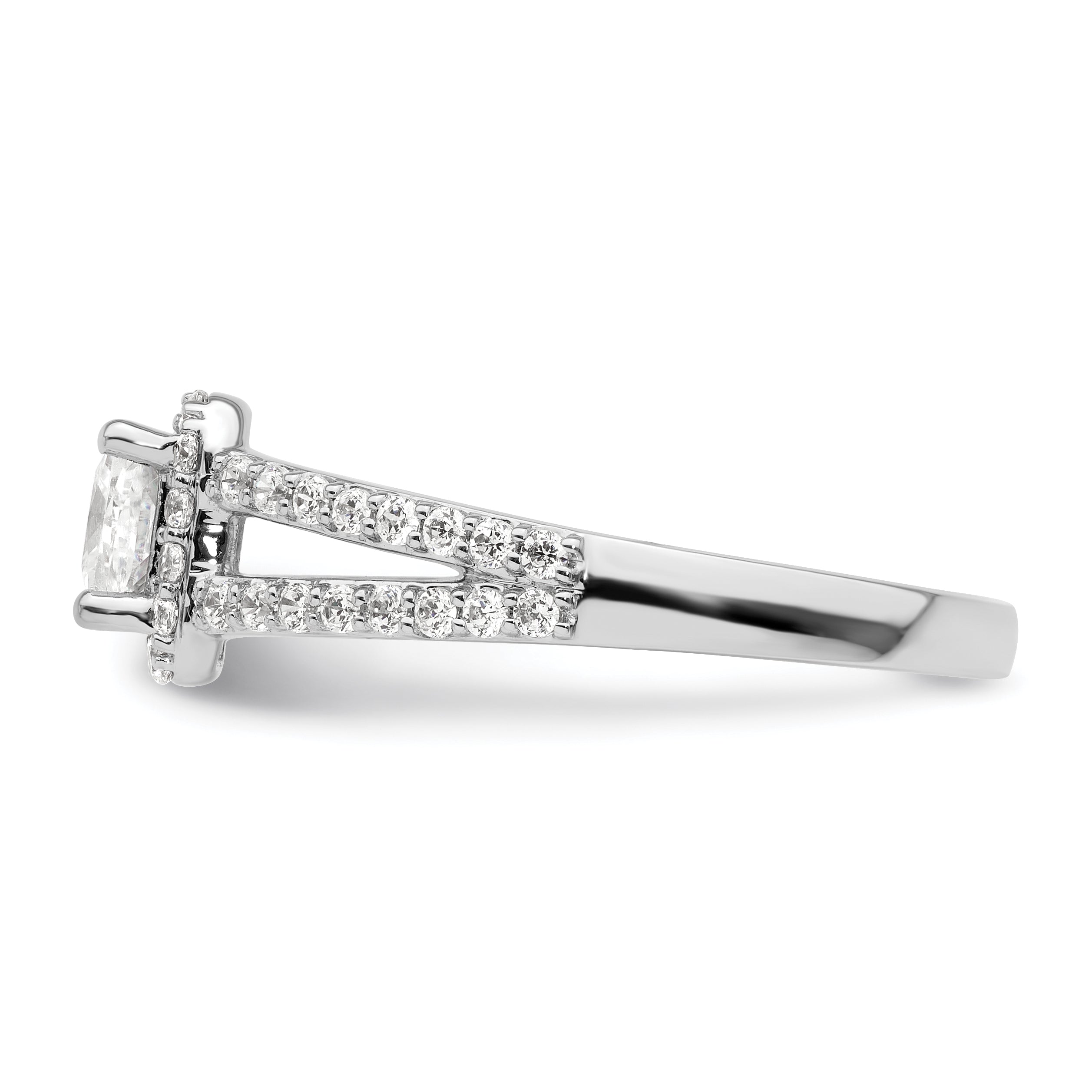 14K White Gold Halo Plus (Holds 1/2 Carat (4.5mm) Princess Center) Diamond Semi Mount Engagement Ring