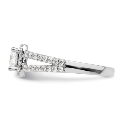 14K White Gold Halo Plus (Holds 1/2 Carat (4.5mm) Princess Center) Diamond Semi Mount Engagement Ring