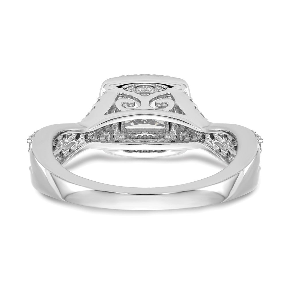14K White Gold Halo Twist (Holds 1/3 Carat (3.8mm) Princess Center) Diamond Semi Mount Engagement Ring